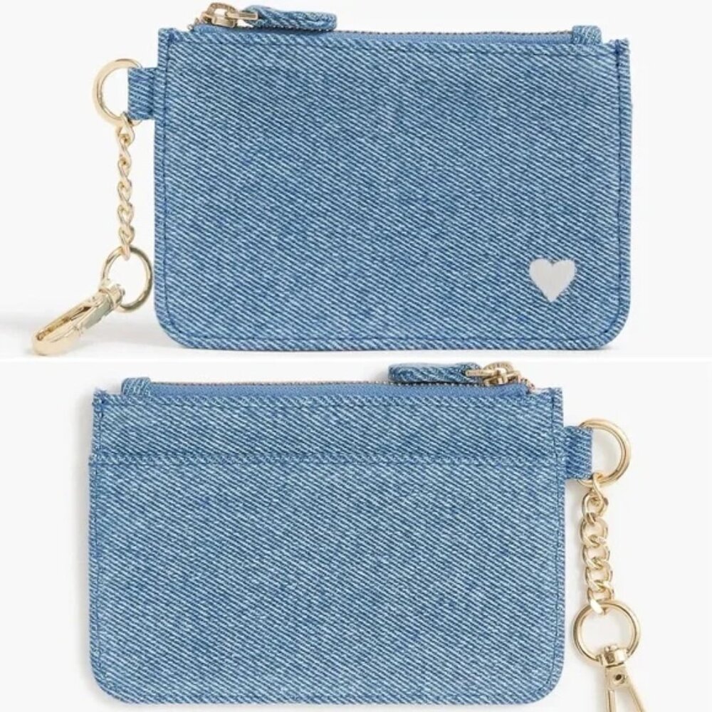 J. Crew Chambray Heart Card Wallet/NWT - Picture 2 of 9